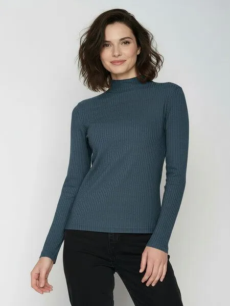 GreenBomb GREENBOMB Basic Weak - Lässiges Longsleeve aus LENZING TENCEL Mix / Fair & Vegan, Blau (ash blue), – Produktbild 1 von 4