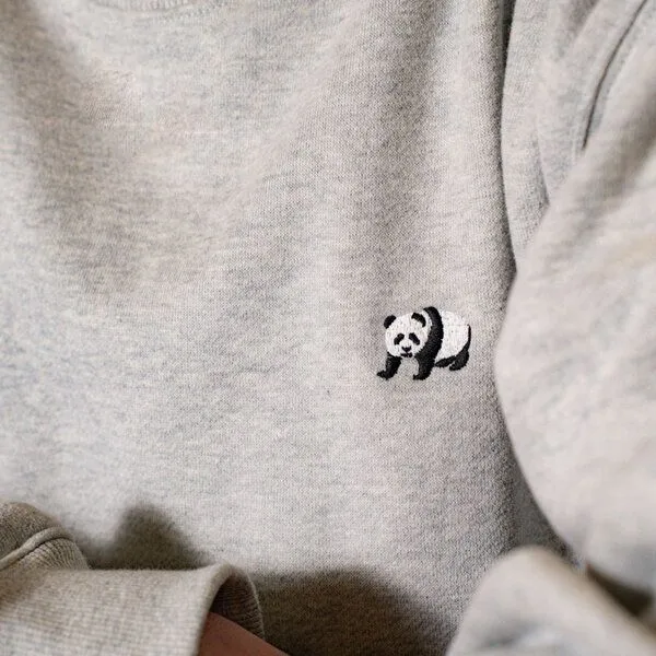 Natural Vibes Natural Vibes Sweater Panda | 100% Bio Baumwolle | GOTS-zertifiziert | Graues Sweatshirt | Herren – Produktbild 4 von 4