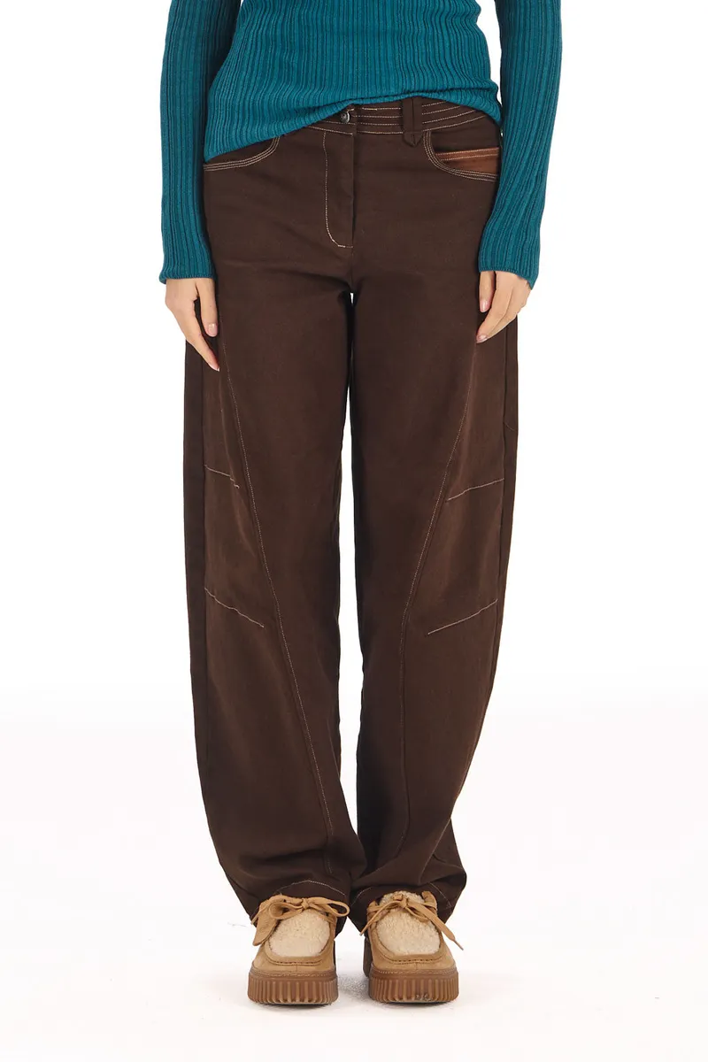 KOMODO KOMODO Damen vegan Hose Mit Weitem Bein Amelia Schokoladenbraun, Braun, – Produktbild 2 von 2