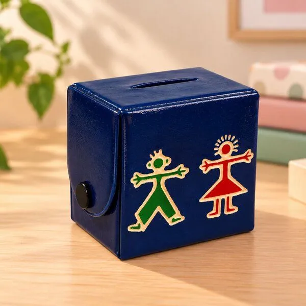 Janselo Harmony Kinder-Spardose aus Shanti-Leder in Blau – Produktbild 2 von 4