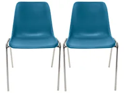 2x Besucherstuhl "ECO" Gestell verchromt, Kunststoffschale hellblau – Produktbild 1 von 1