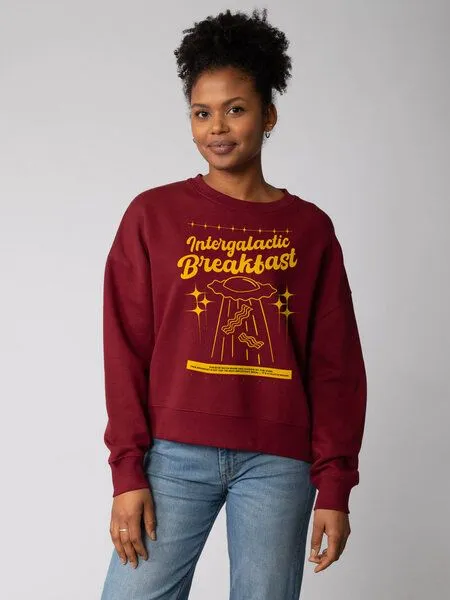 watapparel watapparel Sweatshirt Frauen Intergalactic Breakfast, Burgundy, – Produktbild 2 von 2