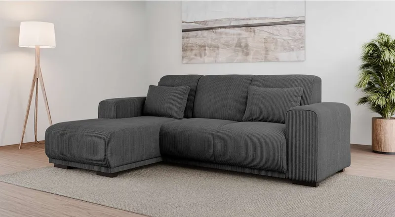 OTTO home Ecksofa BORNHOLM L-Form, B: 234 cm - OTTO. Verlässliche Qualität., Recamiere links oder rechts bestellbar, Wellenfederung, inkl. 2 Kissen, Schwarz, – Produktbild 6 von 8