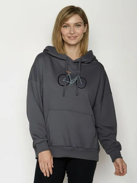 GreenBomb GREENBOMB Bike Freehand Mello - Lässiger Hoodie aus Bio-Baumwolle / hochwertiger Print / GOTS / Fair & Vegan, Grau (gravel), – Produktbild 1 von 4
