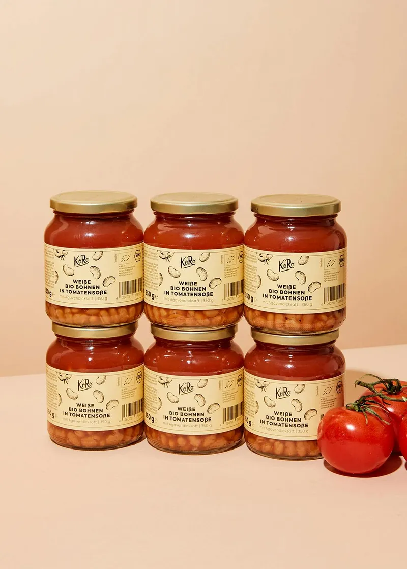 KoRo Weiße Bio Bohnen in Tomatensoße 6 x 350 g – Produktbild 1 von 5