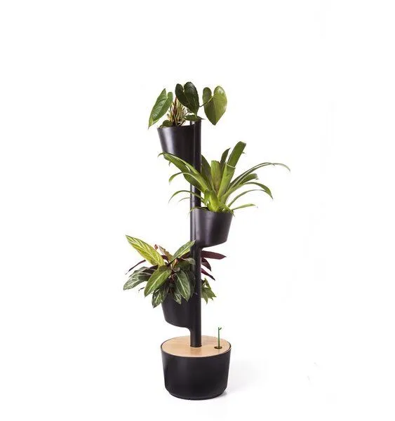 CitySens CitySens Vertikaler Blumentopf mit manueller Bewässerung 3 Blumentöpfe, Schwarz, – Produktbild 2 von 4