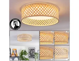 hofstein Deckenleuchte Deckenlampe aus Metall/Bambus/Kunststoff in Weiß/Natur im Boho-Design, ohne Leuchtmittel, moderne Deckenleuchte, dimmbar über Wandschalter, 16 Watt, 2000 Lumen – Produktbild 1 von 1