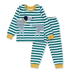 Sense Organics Sense Organics Frottee-Schlafanzug für Kinder geringelt mit Hunde-Motiv, Modell LONG JOHN TERRY – Produktbild 1 von 1