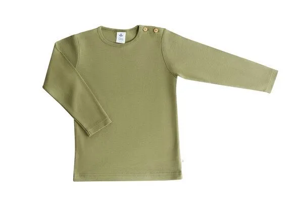 Leela Cotton Leela Cotton Baby Kinder Langarmshirt Bio-Baumwolle, Oliv-grün, – Produktbild 2 von 3