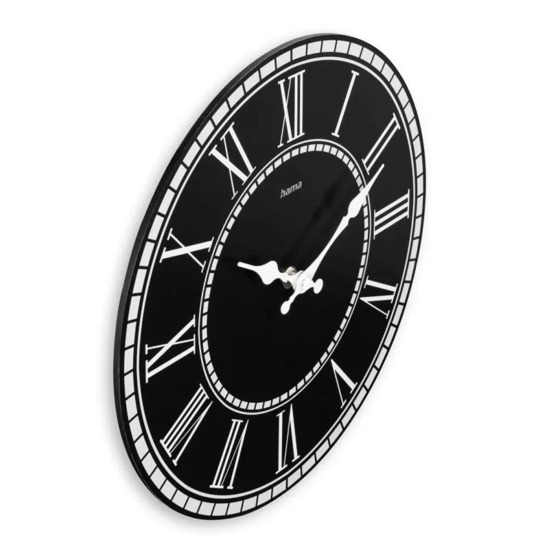 Hama Hama Wanduhr "Rab", Quarzuhr, ohne Ticken, MDF, Vintage, Ø 30 cm, Schwarz, – Produktbild 2 von 3