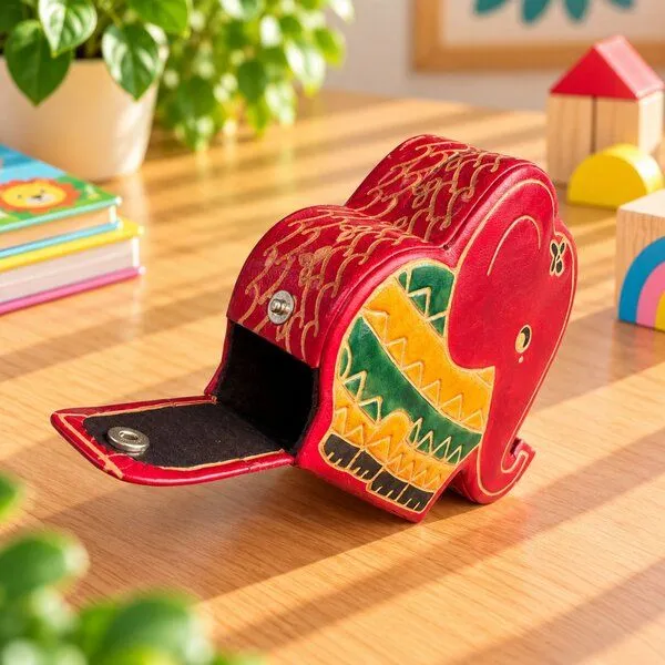 Janselo Stehender Elefant Kinder-Spardose aus Shanti-Leder – Produktbild 4 von 4
