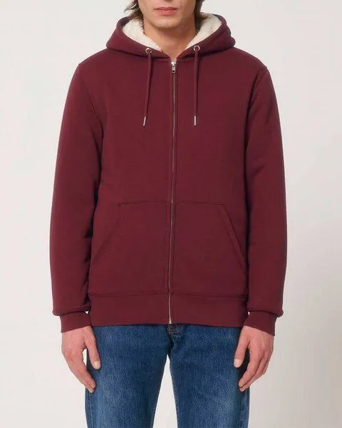 YTWOO YTWOO Sherpa Hoodie, Unisex, Zip-through, nachhaltig, Bio-Baumwolle, Rot, – Produktbild 2 von 3