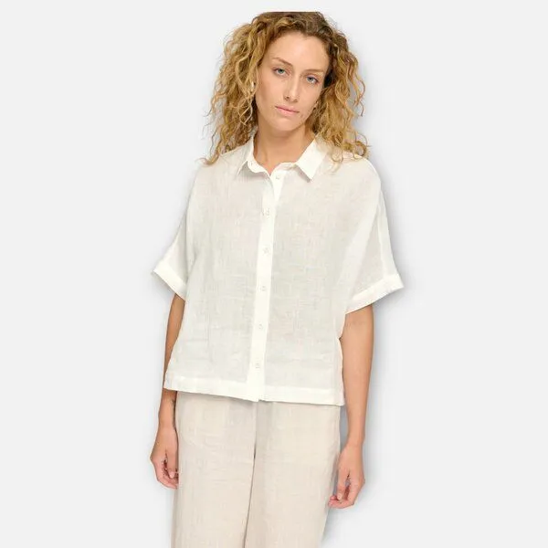 Mazine Mazine Kurzarmbluse - Short Sleeve Linen Shirt, Ink blue, – Produktbild 3 von 3