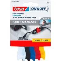 Tesa tesa Kabelmanager 'On & Off' bunt, 5 Stück, 20 cm x 12 mm – Produktbild 1 von 1