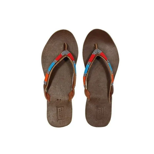 Swahili Coast Swahili Coast Ledersandalen mit Perlen - ATLAS, Multi (rot), – Produktbild 1 von 4