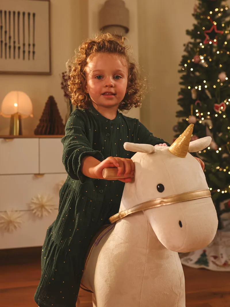 Vertbaudet Vertbaudet Kinder Reitpferd oder Einhorn auf Rollen, Großes einhorn weiß, – Produktbild 2 von 4