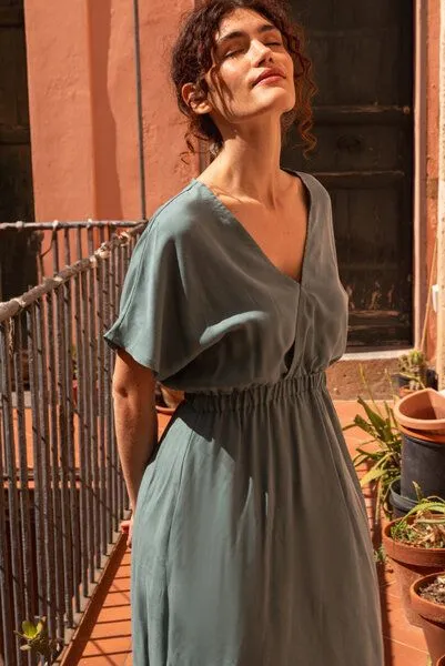 WiDDA berlin WiDDA berlin KIMONO Kleid in Aqua, Terra oder Maisgelb - aus Lyocell TENCEL, Terra, – Produktbild 2 von 3
