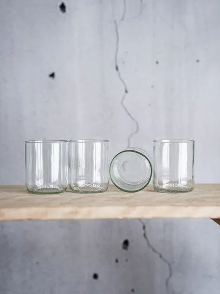 MaBe MaBe Set 4 Trink Gläser UPCYCLING - nachhaltiges Geschenk für Hochzeit - Einzug - Geburtstag - Ostern, Transparent, – Produktbild 1 von 4
