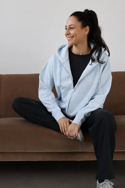 Kultgut Kultgut ProEarth - Atmungsaktiv - Zipjacke 100% Bio-Baumwolle / Boxiform, Hellblau, – Produktbild 1 von 4