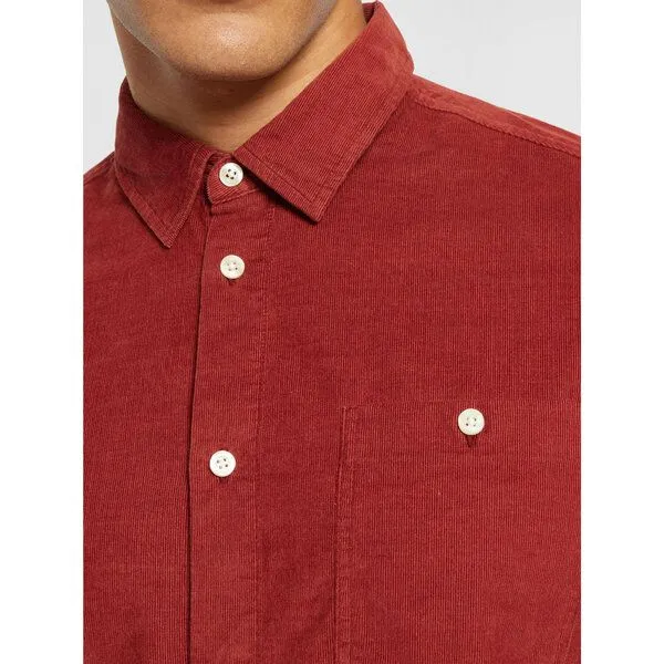 KnowledgeCotton Apparel KnowledgeCotton Apparel Cord Hemd - Baby cord custom fit shirt - aus Bio-Baumwolle, Rot (fired brick), – Produktbild 4 von 4