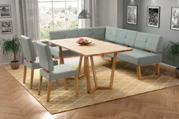 OTTO home Eckbank Ponza Polsterbank, Esszimmerbank, mit Massivholzgestell, Küchenbank in tollen Farben, Breite 201x161 cm – Produktbild 1 von 1