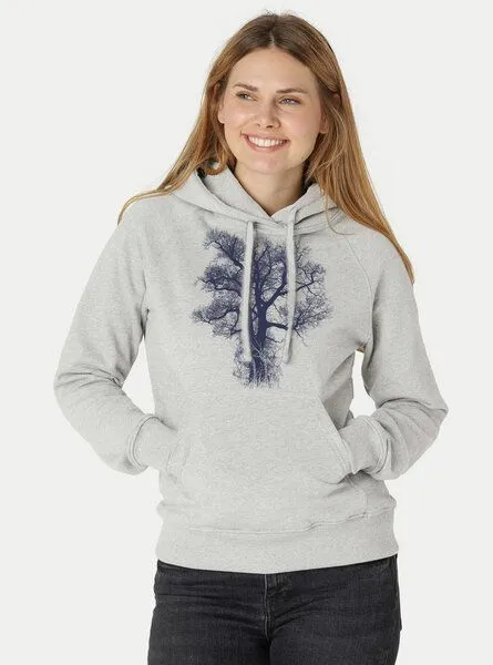 Peaces.bio - handbedruckte Biomode Peaces.bio - handbedruckte Biomode Bio-Damen-Kapuzensweater Chestnut, Silbergrau, – Produktbild 2 von 3