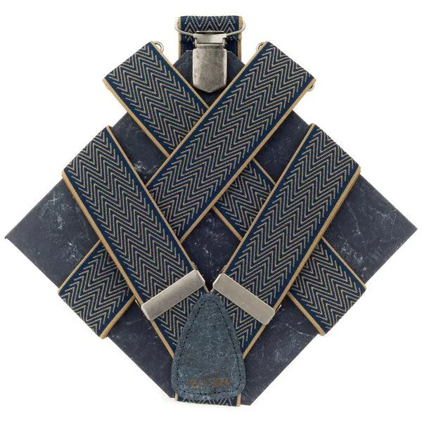 klYmp klYmp Hosenträger 'basic' zig-zag vegan, Gold-blau, – Produktbild 1 von 4
