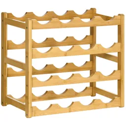 HOMCOM HOMCOM Weinregal für 16 Flaschen Wasserfestes Getränkeregal aus Bambus Naturholz 43 x 23,5 x 38 cm – Produktbild 1 von 1