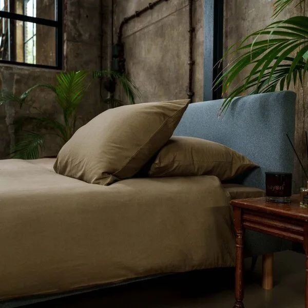 Kayori Kayori Edo Bettwäsche Baumwolle-Satin, Khaki, – Produktbild 1 von 2