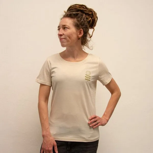 Cmig Cmig Basic Unique - 2er Pack Damen T-Shirts mit feinen Details - natur Motive aus dem Norden, Libelle/aloe + blume natur, – Produktbild 4 von 4