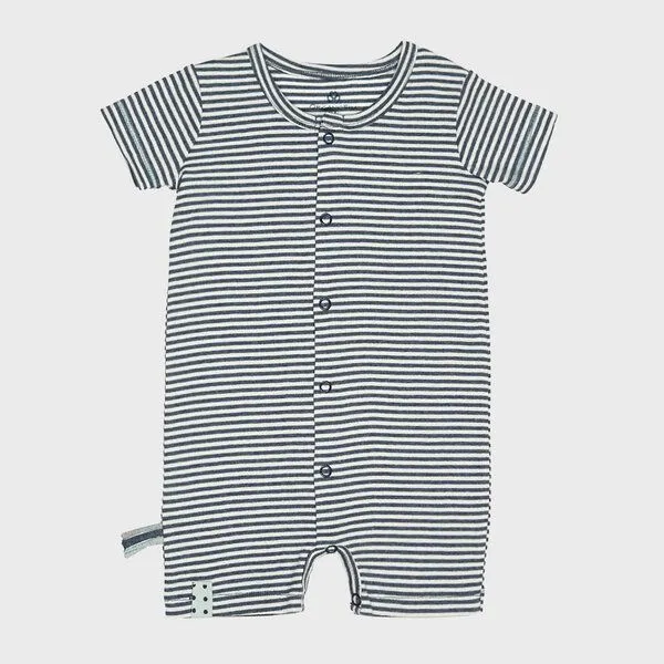 OrganicEra Baby Strampler, gestreift 'OrganicEra' aus Bio-Baumwolle, Blau, – Produktbild 2 von 4