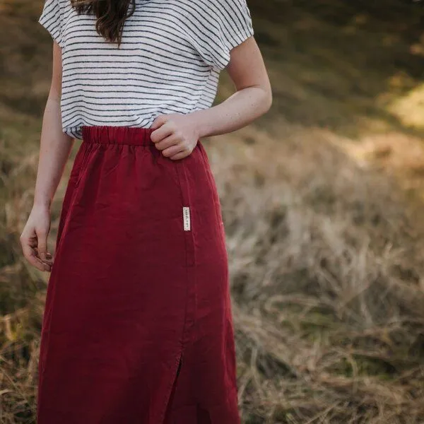 NORDLICHT NORDLICHT Langer Rock Marit aus 100% Tencel, Rot, – Produktbild 2 von 4