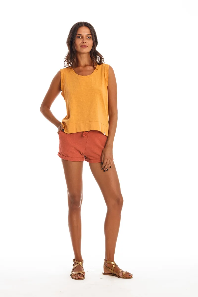 RAVENS VIEW IBIZA RAVENS VIEW IBIZA Damen vegan Mini Shorts Sonnenuntergang Erde Rot, Dunkelorange, – Produktbild 2 von 2
