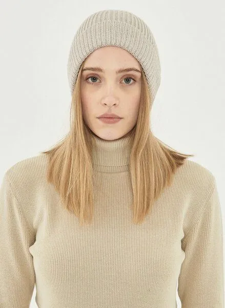 ORGANICATION ORGANICATION Unisex Strick-Beanie aus Bio-Merinowolle und Bio-Baumwolle, Stone, – Produktbild 3 von 4