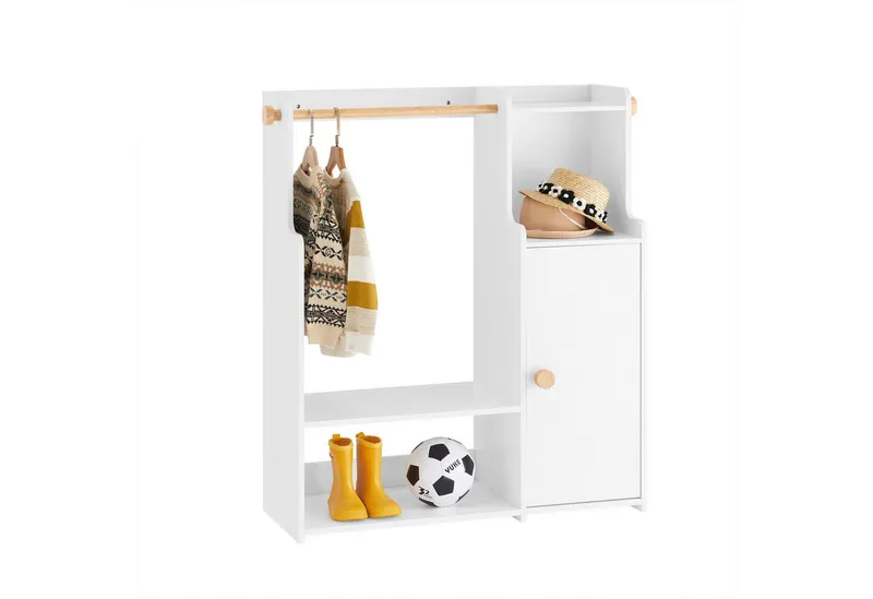 SoBuy Kinderkleiderschrank KMB110 Kindergarderobe Kleiderschrank Kinder Kleiderständer Kinderregal, Weiß, – Produktbild 1 von 5