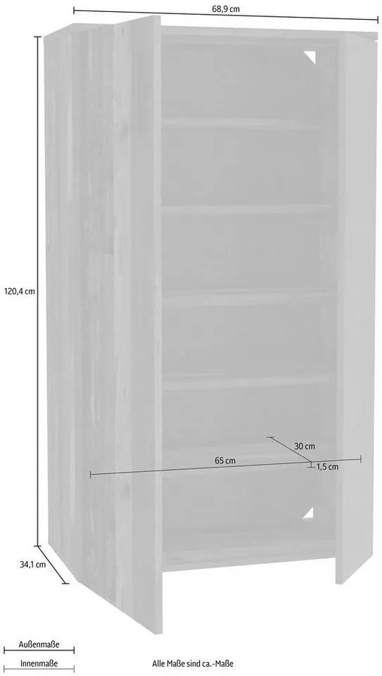 FORTE Schuhschrank Boots (B/T/H 69/34/120 cm) Schuhkommode ca. 18 Paar Schuhe, Breite ca.69cm, Braun, – Produktbild 5 von 5