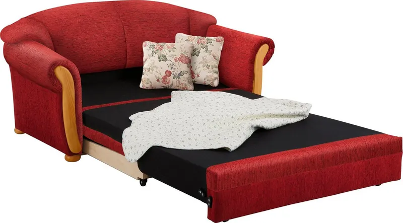 Home affaire 2-Sitzer Milano, Schlafsofa im Landhaus-Stil, bequem, Liegefläche 188/124cm, mit Bettfunktion, Rot, – Produktbild 6 von 8