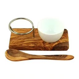 Mitienda Shop Mitienda Shop Eierbecher mit Eierlöffer aus Olivenholz, Set – Produktbild 1 von 1
