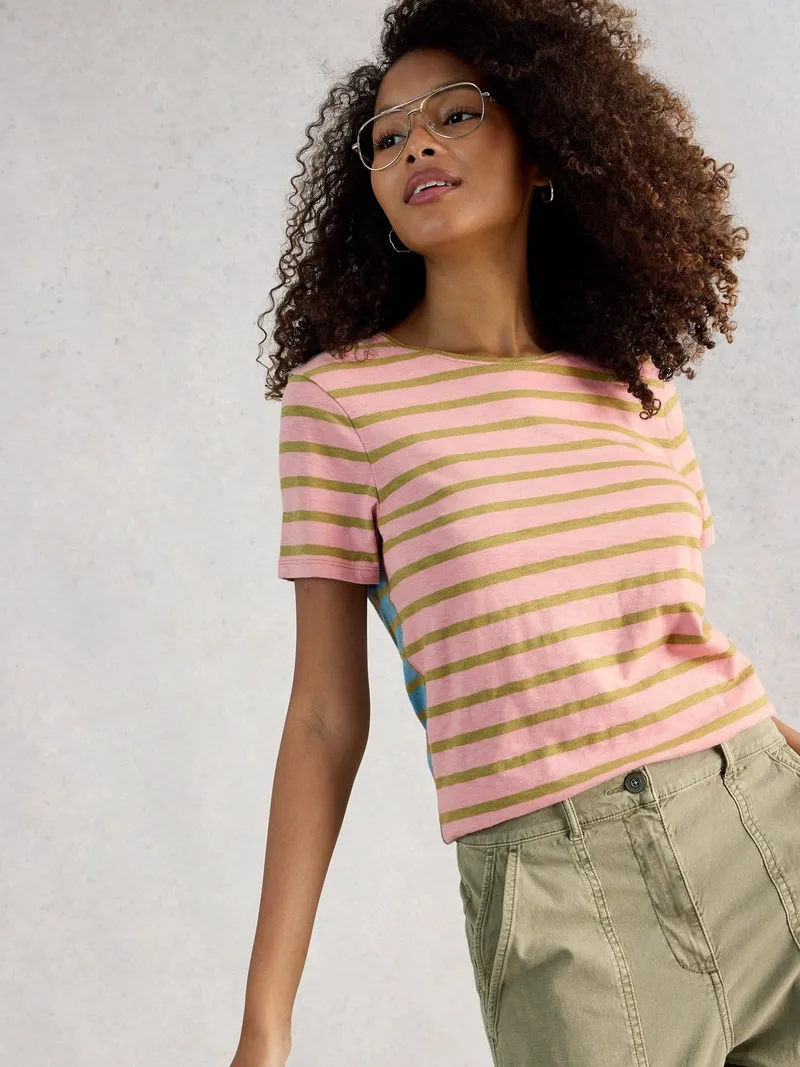 White Stuff Gestreiftes T-Shirt Abbie - 36, Rosa multi, – Produktbild 3 von 4