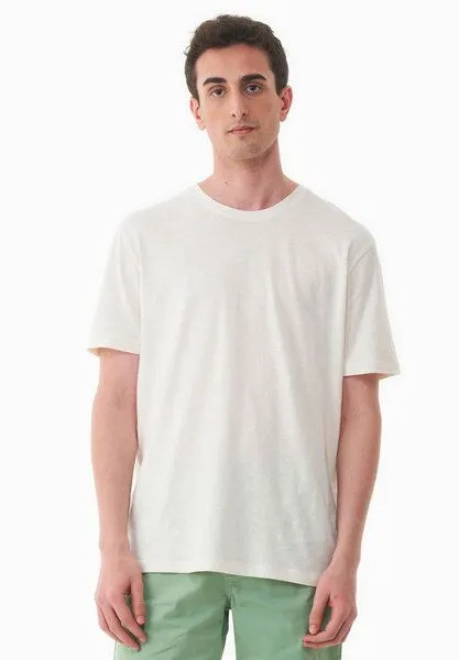 ORGANICATION ORGANICATION T-Shirt aus Bio-Baumwolle und Leinen, Off white, – Produktbild 1 von 4