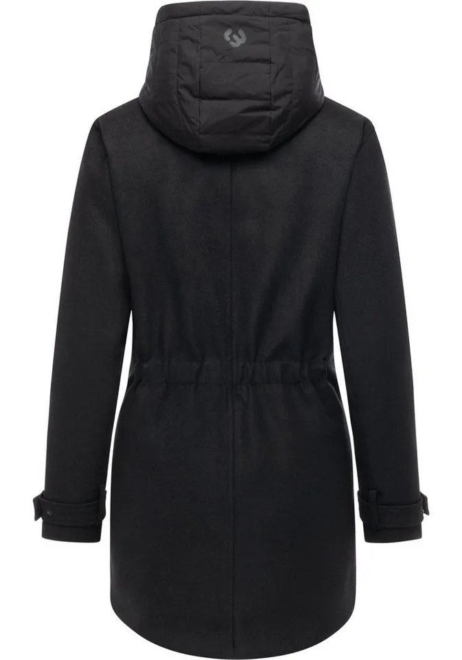 ragwear ragwear Wintermantel Petuja Felt YOUMODO Klassischer Damen Kurzmantel mit Kapuze, Schwarz, – Produktbild 2 von 4