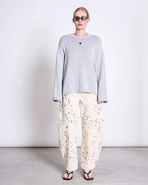 JAN N JUNE JAN N JUNE Strickpullover SONA aus Bio-Baumwolle GOTS, Light grey, – Produktbild 1 von 5