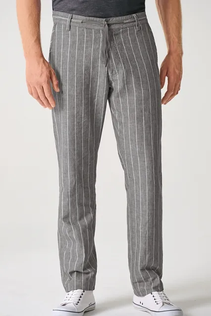 HempAge Hempage Herren vegan Hose Gestreift Asphaltgrau, Grau, – Produktbild 2 von 2