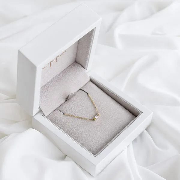 Eppi Eppi Halskette aus Gold mit weißem Saphir mit Baguette-Form Sharly, Rosa, – Produktbild 3 von 4