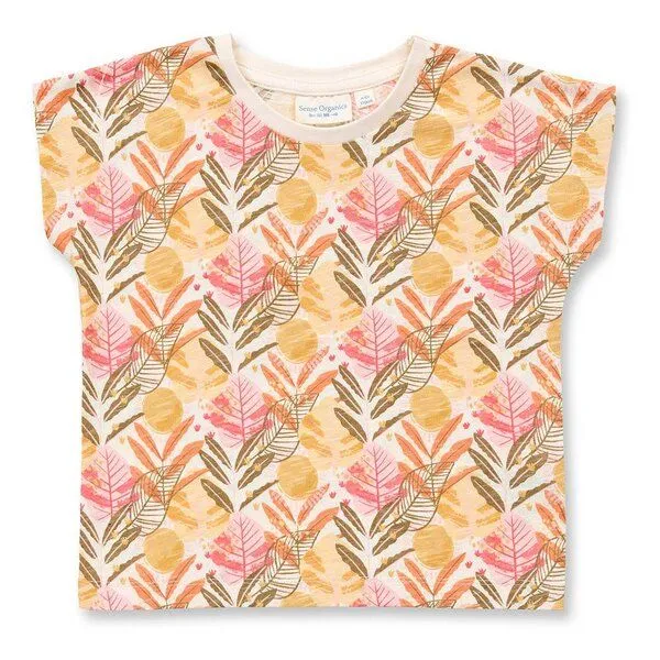 Sense Organics Sense Organics T-Shirt mit Blätter-Druck für Kinder, Modell DORA, Tropenblätterdruck, – Produktbild 1 von 3