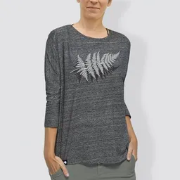 little kiwi little kiwi Damen Longsleeve; 3/4-Arm, "Farn", Slub Heather Grey – Produktbild 1 von 1