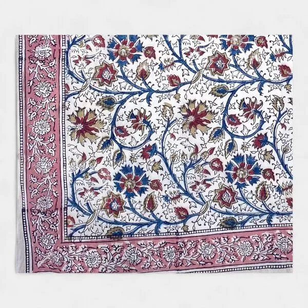 Der Lindwurm Der Lindwurm Kalamkari- Tuch (55x55 cm), Handdruck mit Pflanzenfarben, Rot/rosa, – Produktbild 2 von 2