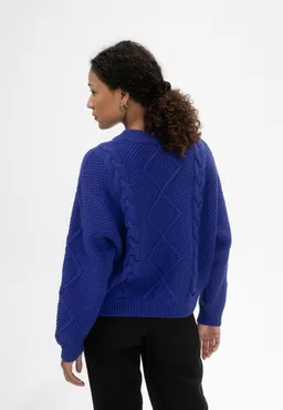MELA MELA Damen vegan Strickpullover Cable Samaira Bold Blue – Produktbild 1 von 1
