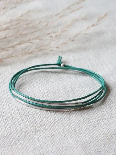 pikfine pikfine Tube Armband “Tingval” silber, Smaragd, – Produktbild 1 von 4