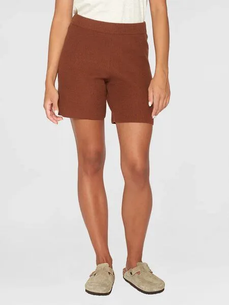 KnowledgeCotton Apparel KnowledgeCotton Apparel Gale Mid-Rise Racking Stitch Shorts, Braun (tiramisu), – Produktbild 1 von 4